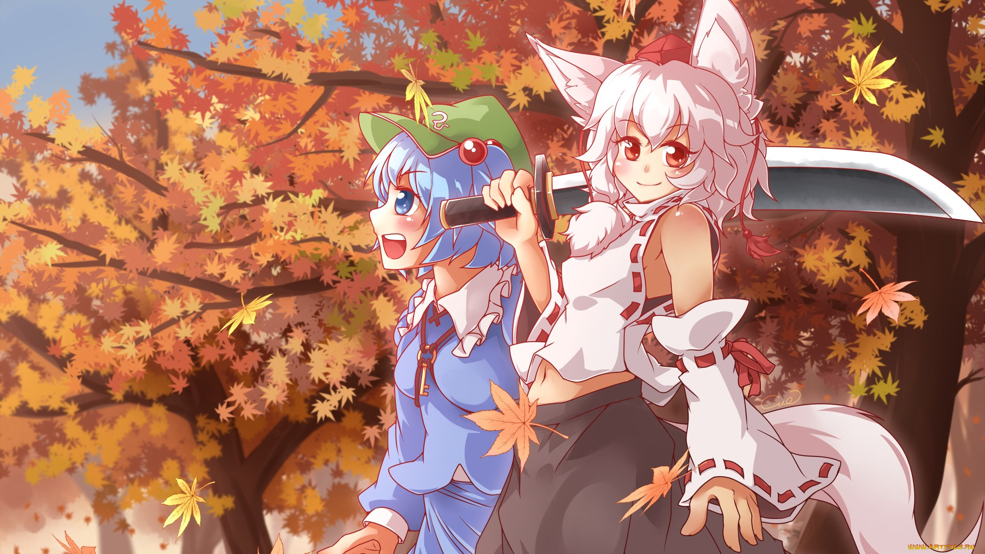 ,  cue , lindwrum, , touhou, kawashiro, nitori, inubashiri, momiji